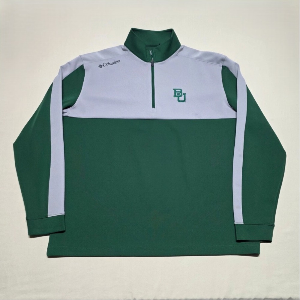 Columbia Pullover Sports Sweatshirt Men XL 1/4 Zip Green Athletic Fit Stretch